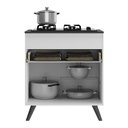 Ver imagem 4 de Balcão Cozinha para Cooktop 70 Cm 1 Porta 1 Gaveta Veneza Multimóveis Mp3706.964 Branco/preto