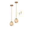 Kit 2 Pendente Dourado Quarto Cabeceira de Cama Bancada +Led Arevo Iluminação Jabuticaba VIDRO TRANS - 1