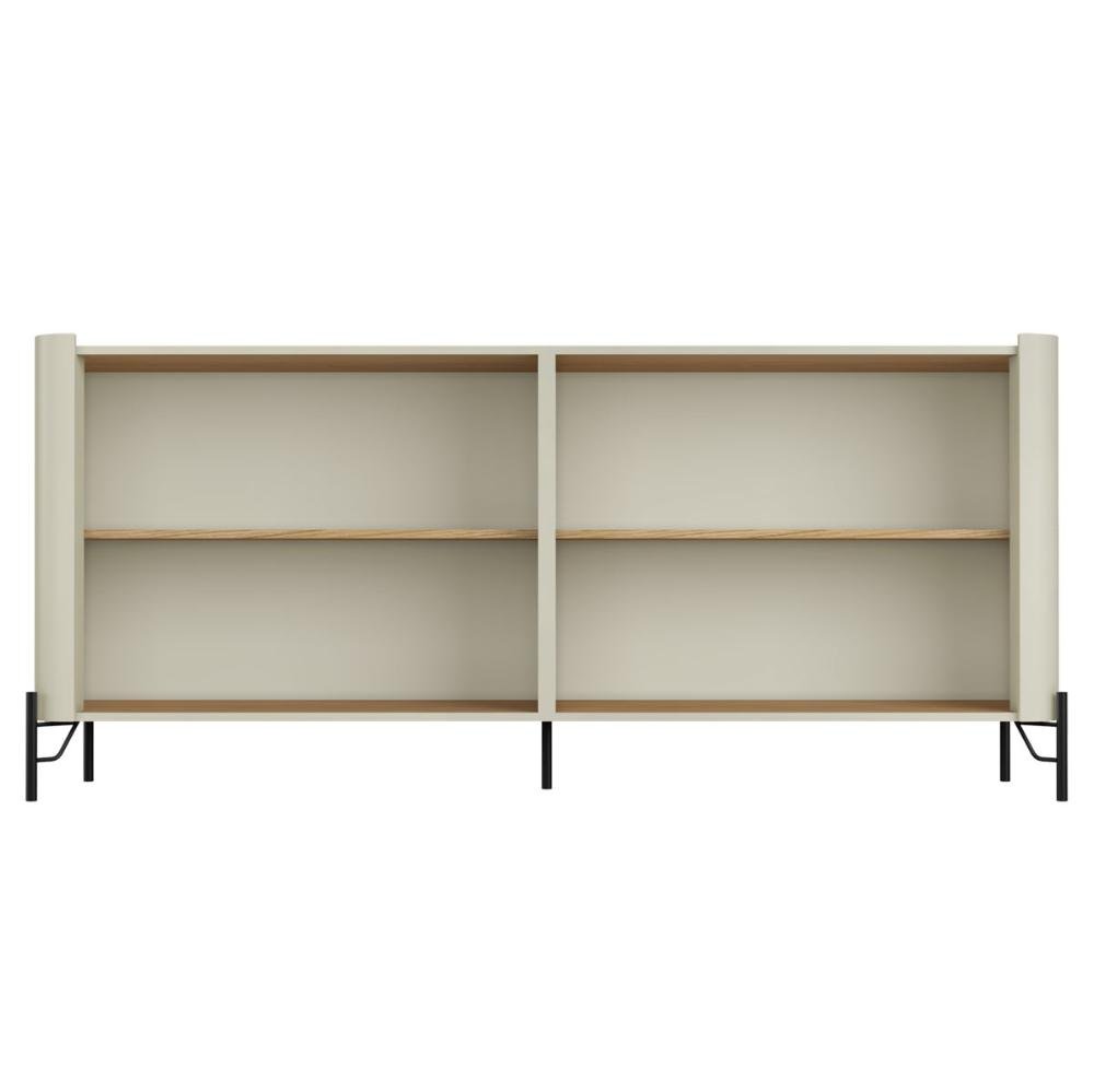 Balcão Buffet P/ Sala Porta Brise 180cm Pés Metal 100% Mdf Cor:louro e Luna com Preto - 4