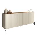 Ver imagem 2 de Balcão Buffet p/ Sala Porta Brise 180cm Pés Metal 100% MDF Cor:Louro e Luna com Preto