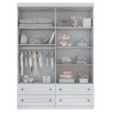 Ver imagem 6 de Jogo de Quarto com Guarda Roupa 4 Portas de Bater 4 Gavetas e Cômoda MDF MDP Branco Móveis Henn