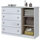 Ver imagem 3 de Jogo de Quarto com Guarda Roupa 4 Portas de Bater 4 Gavetas e Cômoda MDF MDP Branco Móveis Henn
