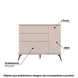 Cômoda Infantil Melinda com 1 Porta - Rosa - 2