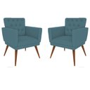 Ver imagem 1 de Kit 2 Poltronas Nina com Capitone - Azul Turqueza