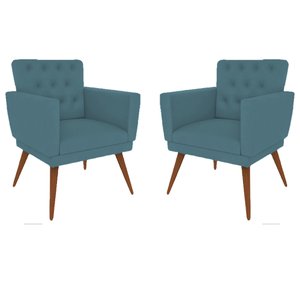 Kit 2 Poltronas Nina com Capitone - Azul Turqueza
