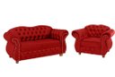 Ver imagem 1 de Uma Namoradeira Chesterfield Merlo + Uma poltrona - Suede vermelho/ decoração, recepção, sala tv