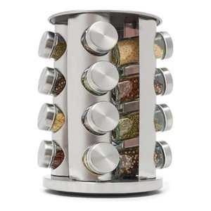 Porta Condimentos Giratório Aço Inox 16 Potes para Especiarias