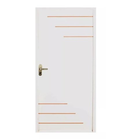 Kit Porta de Madeira Lado Esquerdo 210x80cm Branco Allo Esquadrias