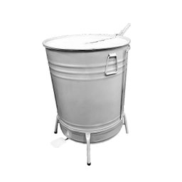 Lixeira de Tambor em Aço Com Suporte Pedal Branca 70 Litros - 1 Lixeira de Tambor em Aço Com Suporte Pedal Branca 70 Litros - 1