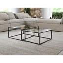 Ver imagem 1 de Mesa de Centro Industrial Moderna Atemporal Duo Catarina Preto e Tampo de Vidro