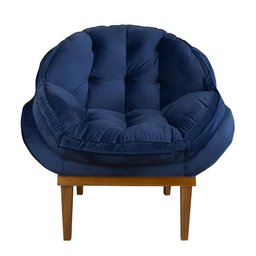 Kit 2 Poltronas Decorativa Marcela Veludo Azul Marinho - 4
