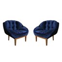 Ver imagem 2 de Kit 2 Poltronas Decorativa Marcela Veludo Azul Marinho