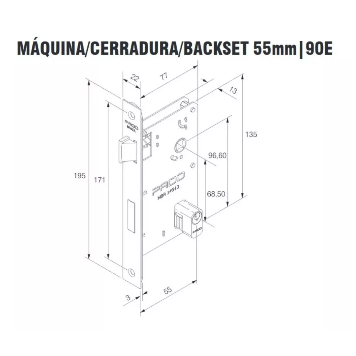 Fechadura Porta Externa Retro Broca 55mm Inox Escovado Pado - 4