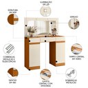 Ver imagem 3 de Penteadeira Camarim com Espelho Studio Beauty A02 Off/cinamomo - Mpozenato