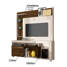 Rack com Painel Ícaro P/tv de até 50 - Off White/savana - 3 Rack com Painel Ícaro P/tv de até 50 - Off White/savana - 3
