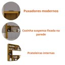 Ver imagem 6 de Cozinha Compacta Suspensa 8 Portas 1 Gaveta Nicho e Prateleiras Zarah Cinza/Cinamomo/Acetinado