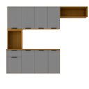 Ver imagem 2 de Cozinha Compacta Suspensa 8 Portas 1 Gaveta Nicho e Prateleiras Zarah Cinza/Cinamomo/Acetinado