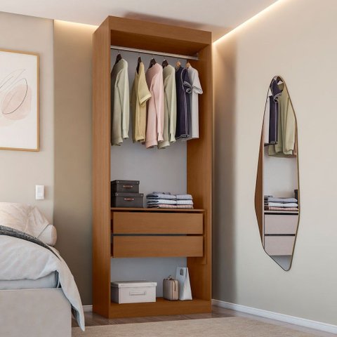 Closet Solteiro Andorra 2 Gavetas Freijó/Branco - Pnr Móveis