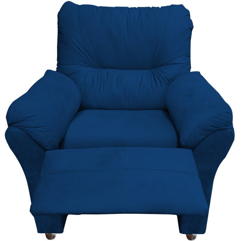 Poltrona Reclinável Manu Amamentação Bebe Quarto Sala Suede Marinho - 2