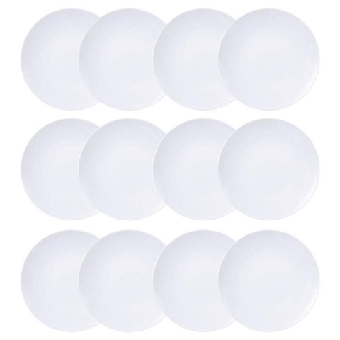 Jogo 12 Pratos Fundos Porcelana Branco 21cm Leonora Leve Cupê Sopas Caldos Massas Risotos