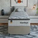 Ver mais imagens de Cama Box Baú Solteiro + Colchão Comfort Class Pillow Top Branco/suede Bege