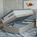 Ver imagem 1 de Cama Box Baú Solteiro + Colchão Comfort Class Pillow Top Branco/suede Bege