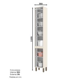 Paneleiro Henn Connect C72-139 6 Prateleiras Off White SE - 1