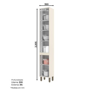 Paneleiro Henn Connect C72-139 6 Prateleiras Off White SE