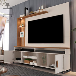 Estante Rack para Tv 65" Home Ocean:off White/ Canela - 3