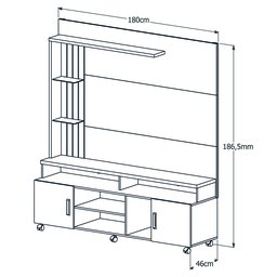 Estante Rack para Tv 65" Home Ocean:off White/ Canela - 4