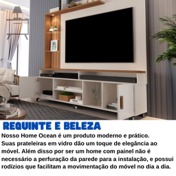 Estante Rack para Tv 65" Home Ocean:off White/ Canela - 2