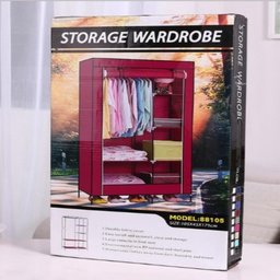 Guarda Roupa Duplo Cabideiro Arara 5 Prateleiras Armario Compacto Organizador Portatil Vermelho - 6