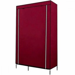 Guarda Roupa Duplo Cabideiro Arara 5 Prateleiras Armario Compacto Organizador Portatil Vermelho - 4
