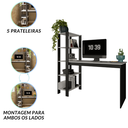 Ver imagem 3 de Mesa Escrivaninha Artemis com Prateleira Escritório Moderno Elegante Estilo Industrial Cor Branco