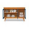 Buffet Aparador Tela 3p Madeira Maciça Deltan - Azul / Imbuia - 4