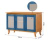 Buffet Aparador Tela 3p Madeira Maciça Deltan - Azul / Imbuia - 5