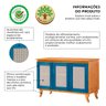 Buffet Aparador Tela 3p Madeira Maciça Deltan - Azul / Imbuia - 2