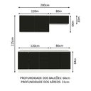 Ver imagem 4 de Kit com 2 Balcões e 2 Armários Aéreos Multiuso 200cm Agata Madesa