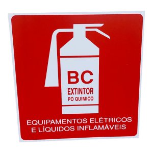 Placa de Sinalização Extintor Po Quimico Bc 20x20