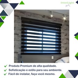 Persiana Cortina Double Vision Zebra Cor Preto - 1,40m X 1,40m Altura - Sala Escritório Quarto - Fác - 3