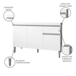 Balcão Pia Cozinha Tatiane 120cm - Moveis Leartam - 2