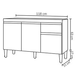 Balcão Pia Cozinha Tatiane 120cm - Moveis Leartam - 4
