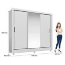 Ver imagem 2 de Guarda Roupa Casal Itália 3 Portas com Pés e Cama Solteiro Invicta Branco Brilho - Santos Andirá