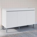 Ver imagem 2 de Balcão Pia Manu 120cm 3 Portas Branco sem Tampo - Ajl Móveis