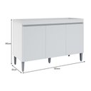 Ver imagem 4 de Balcão Pia Manu 120cm 3 Portas Branco sem Tampo - Ajl Móveis