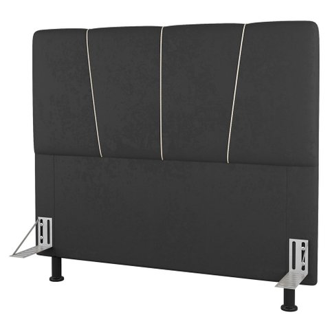 Cabeceira Cama Box Casal Queen Size Amber 160cm Estofada Suede Cinza Escuro - Desk Design