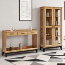 Ver imagem 1 de Kit Cristaleira de Madeira e Vidro com Aparador 3 Gavetas 133cm Essenciale M06 Carvalho Preto - Lyam