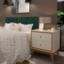 Ver imagem 3 de Kit Quarto Casal 2 Mesas de Cabeceira Arruna Mdf 2 Gavetas e Cabeceira Casal 1,40 Autocolante -