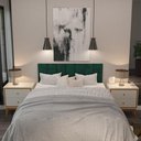 Ver imagem 4 de Kit Quarto Casal 2 Mesas de Cabeceira Arruna Mdf 2 Gavetas e Cabeceira Casal 1,40 Autocolante -