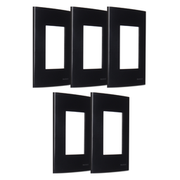 Kit 5 Placa 4x2 3 Postos Ebony Preta Sleek Margirius Cor:preto - 1